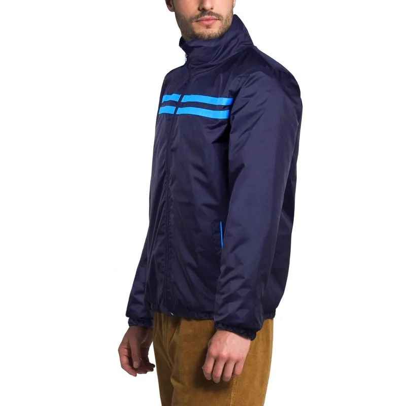 THE CLOWNFISH Men's Activewear Jacket - Stylish Blue with Stripes | Size L | Casual & Outdoor Wear