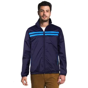 THE CLOWNFISH Men's Activewear Jacket - Stylish Blue with Stripes | Size L | Casual & Outdoor Wear