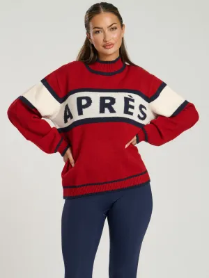 The 'Marshmallow' après slogan ski jumper in red