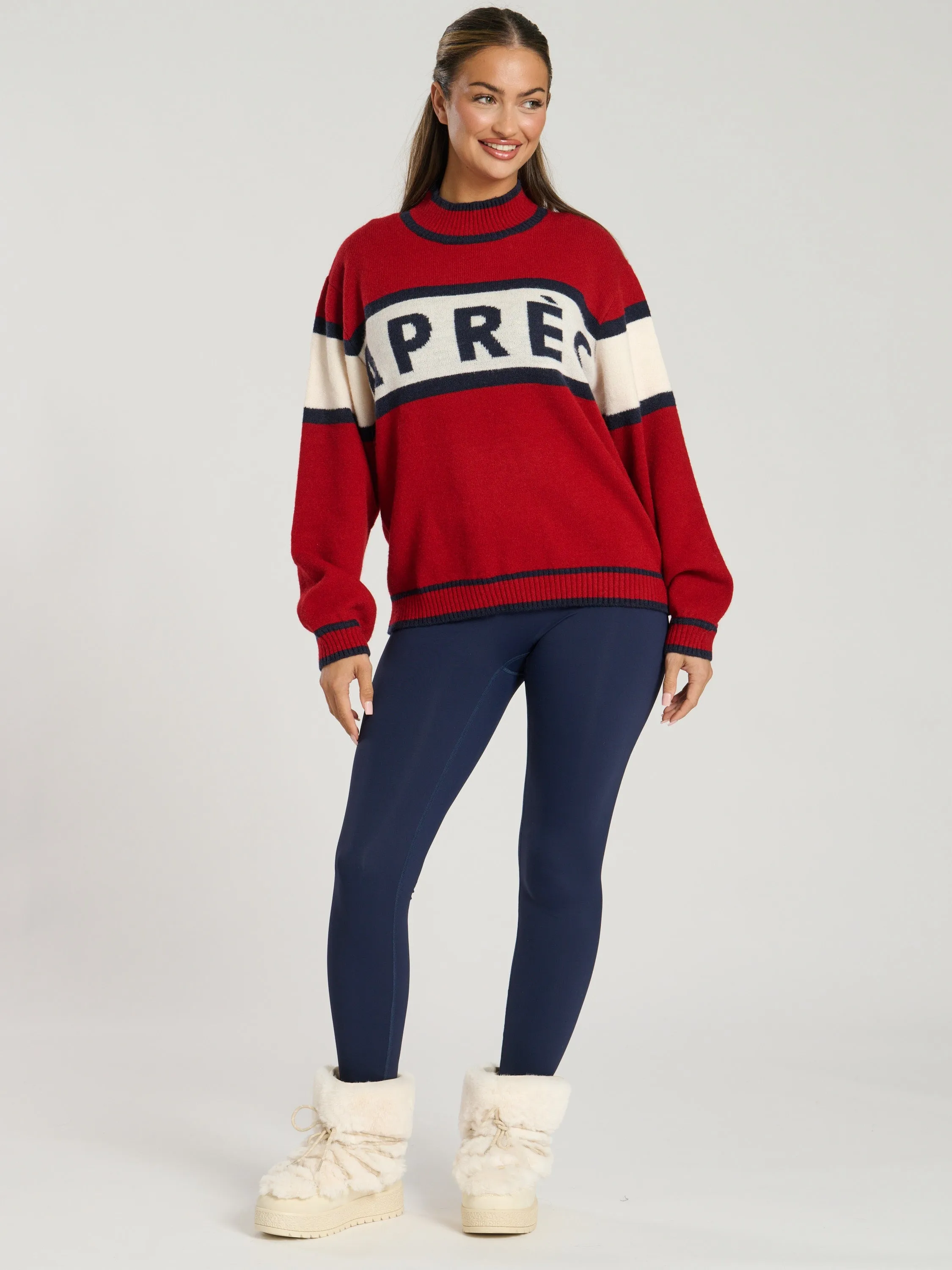 The 'Marshmallow' après slogan ski jumper in red