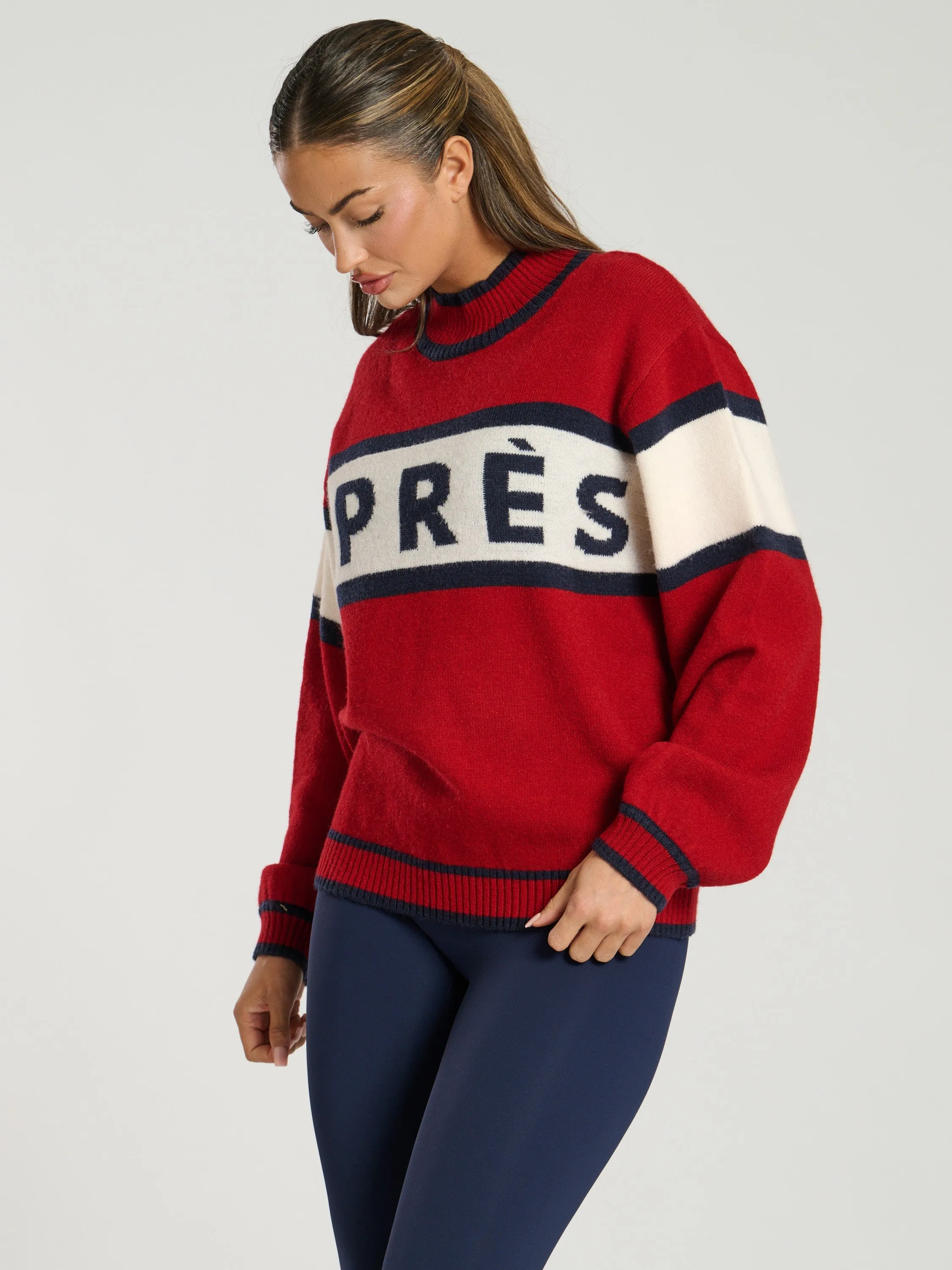 The 'Marshmallow' après slogan ski jumper in red