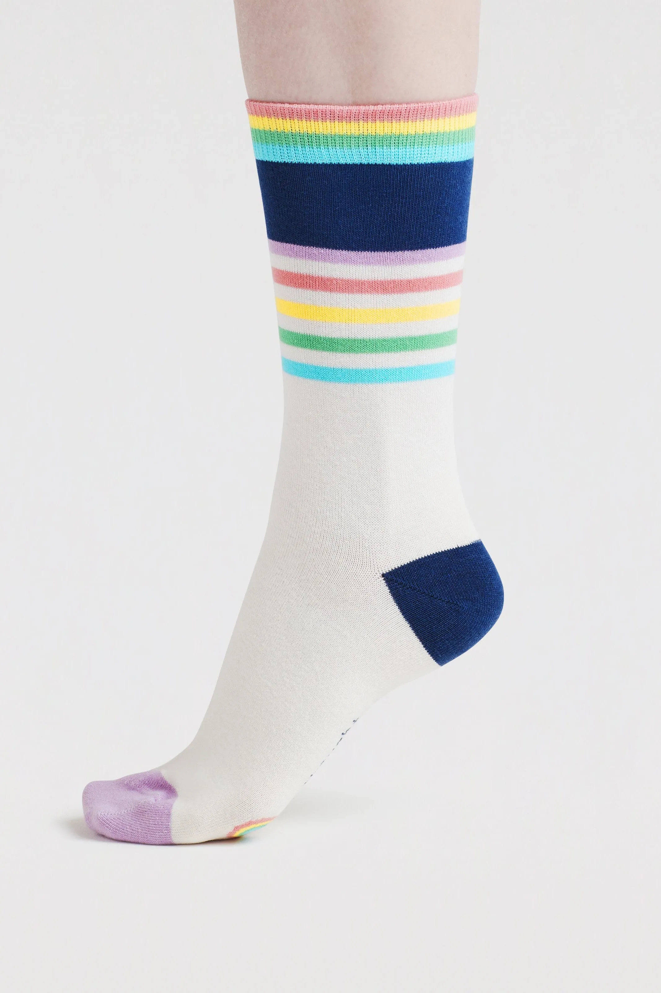 Thought Clara Rainbow Stripe Organic Cotton Socks - Lavender Purple