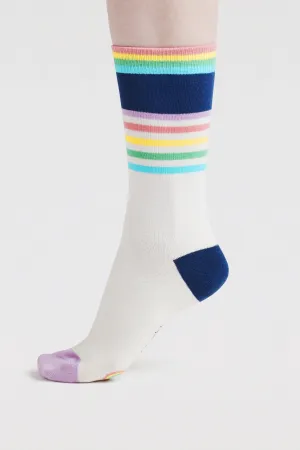 Thought Clara Rainbow Stripe Organic Cotton Socks - Lavender Purple