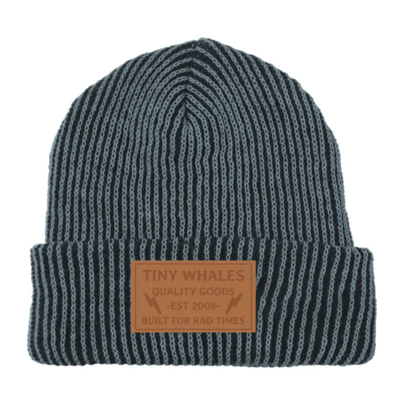 Tiny Whales - Roam Beanie in Dusty Blue and Black