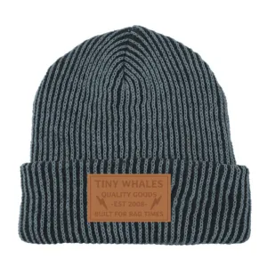 Tiny Whales - Roam Beanie in Dusty Blue and Black