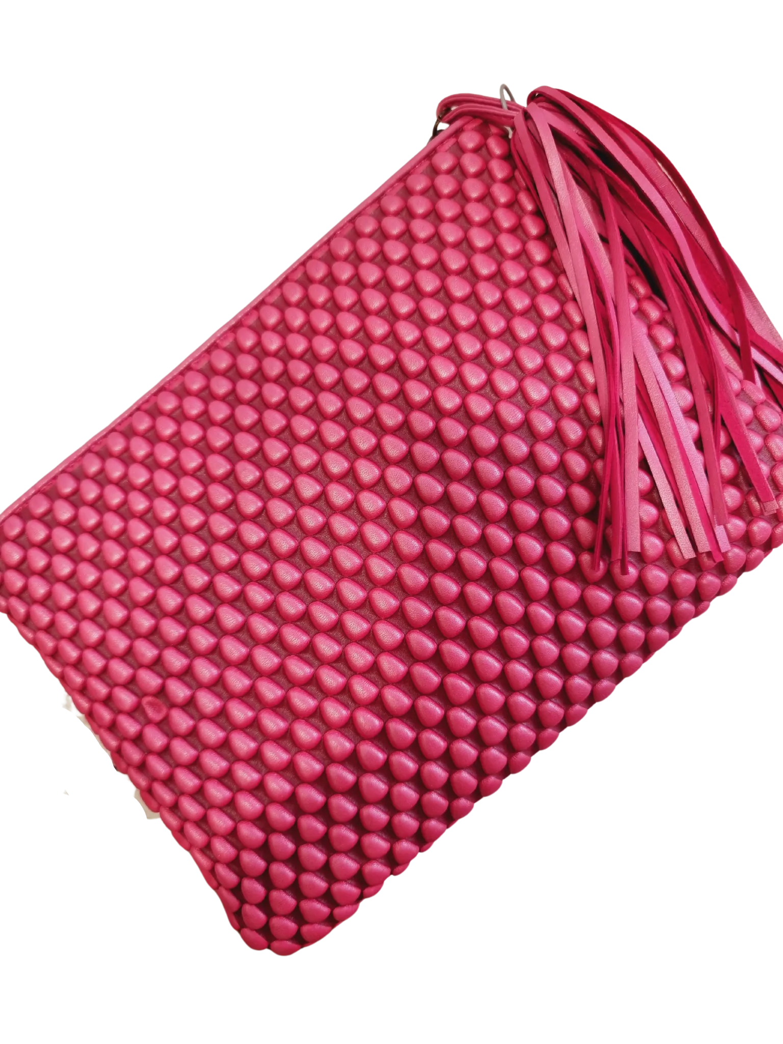 Tissa Fontaneda Neon Pink Metal Spanish Nappa Leather XL Pochette