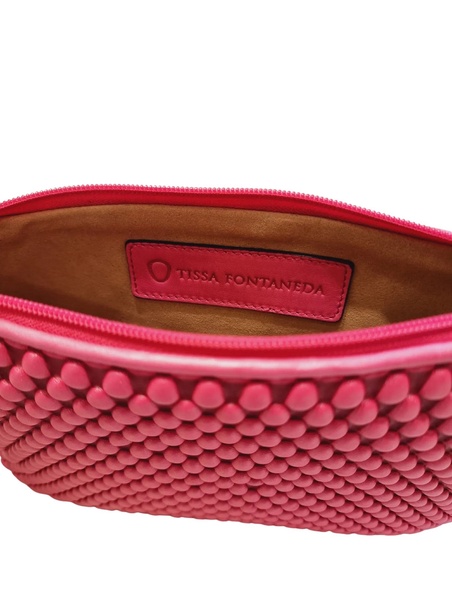 Tissa Fontaneda Neon Pink Metal Spanish Nappa Leather XL Pochette