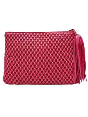Tissa Fontaneda Neon Pink Metal Spanish Nappa Leather XL Pochette