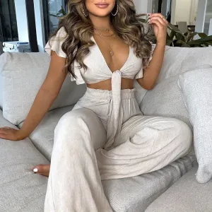 Tres Leches Matching Pant Set - Cream/Beige