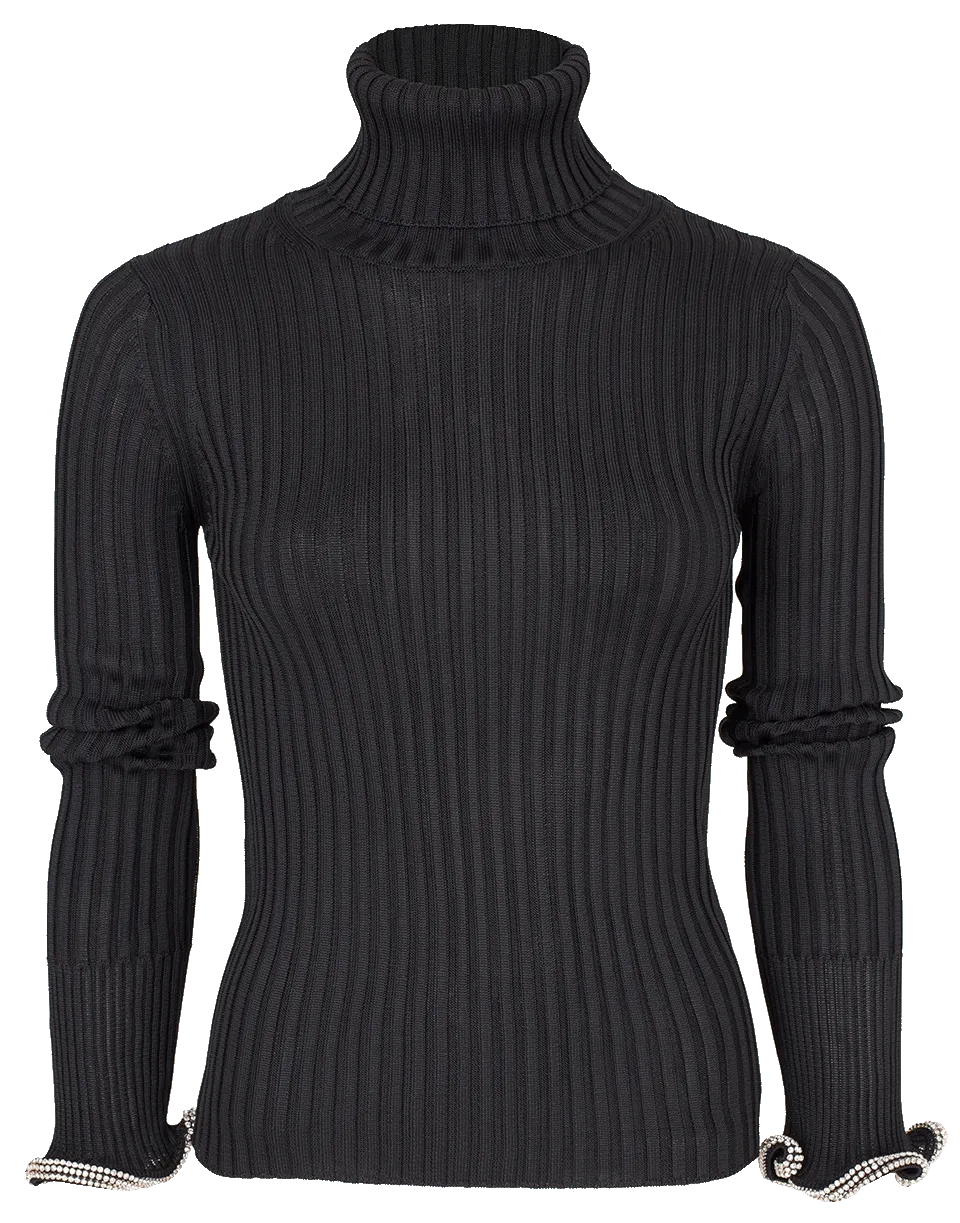 Turtleneck Stacked Crystal Cuff Top