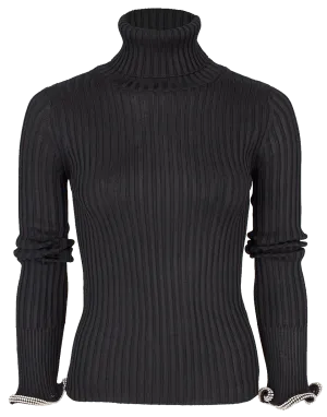 Turtleneck Stacked Crystal Cuff Top