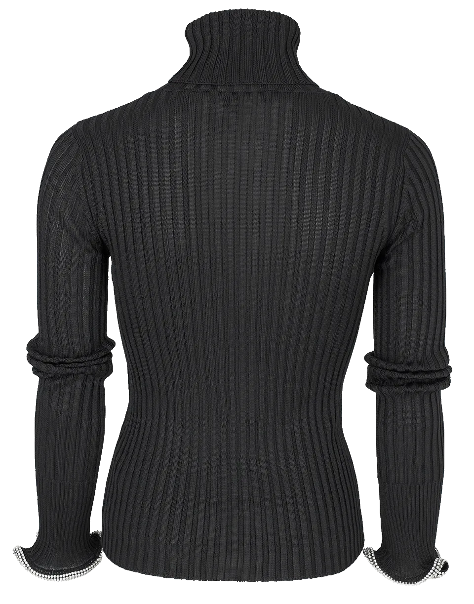 Turtleneck Stacked Crystal Cuff Top