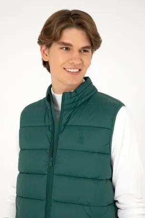 USPA Men Jacket Vest Quilted S/L Dark Green VR079 USPJK153 US POLO ASSN.