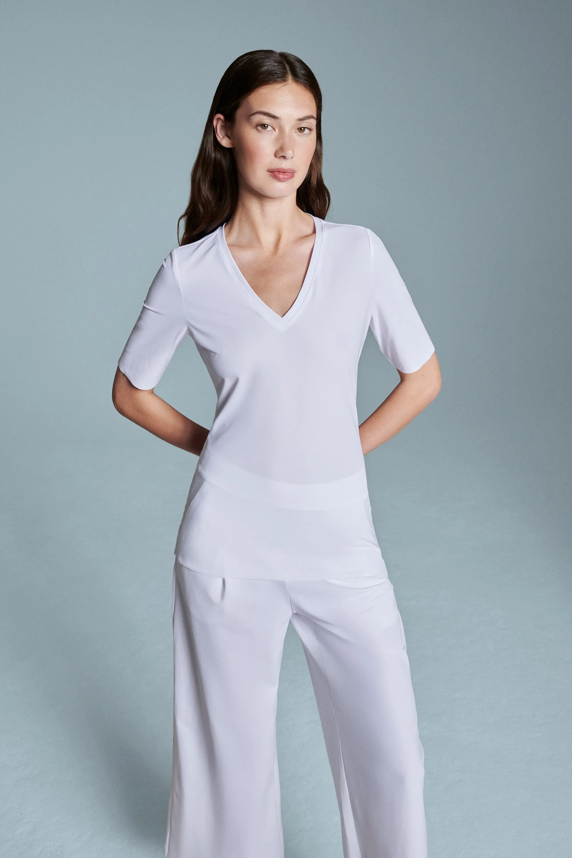 V-Neck | T-Shirt | Travel Jersey | Lyo | White
