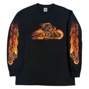 Vintage Biker On Fire "Flame" Long Sleeve Shirt