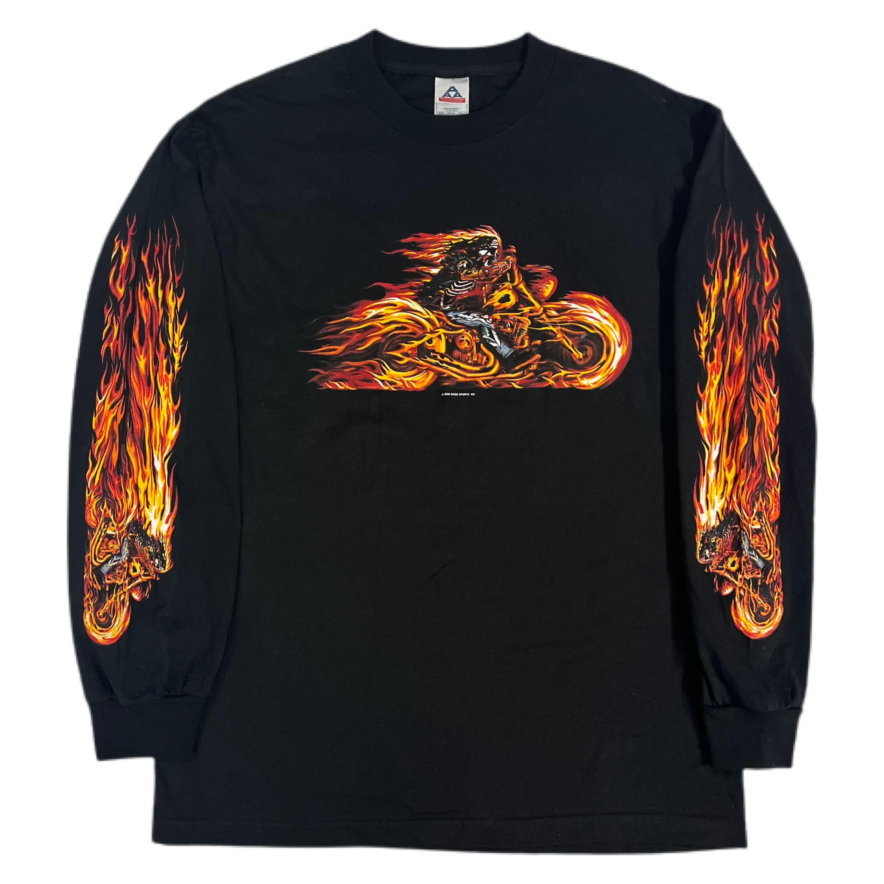 Vintage Biker On Fire "Flame" Long Sleeve Shirt