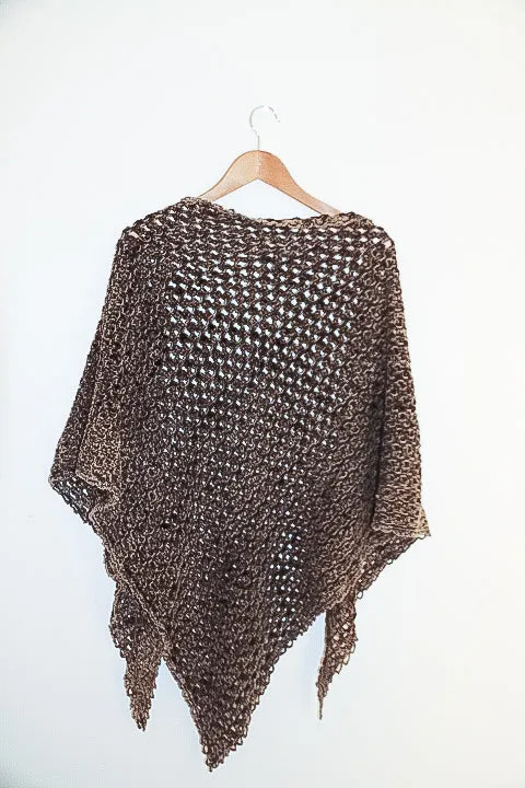 Vintage brown knitted womens shawl