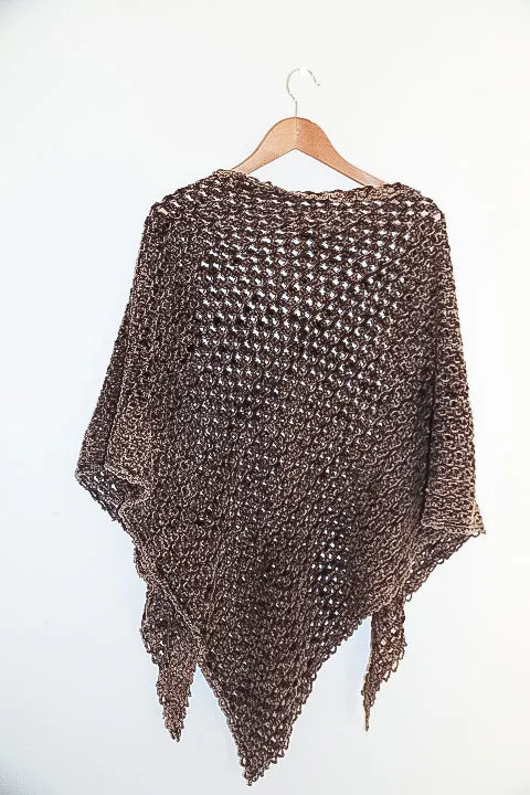Vintage brown knitted womens shawl