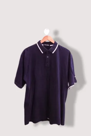 Vintage Footwork navy blue large regular fit mens polo shirt