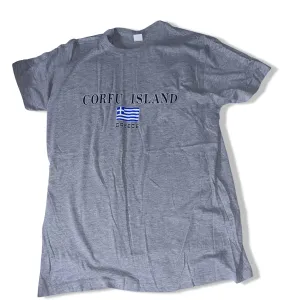 Vintage grey Corfu Island Greece graphics medium tees