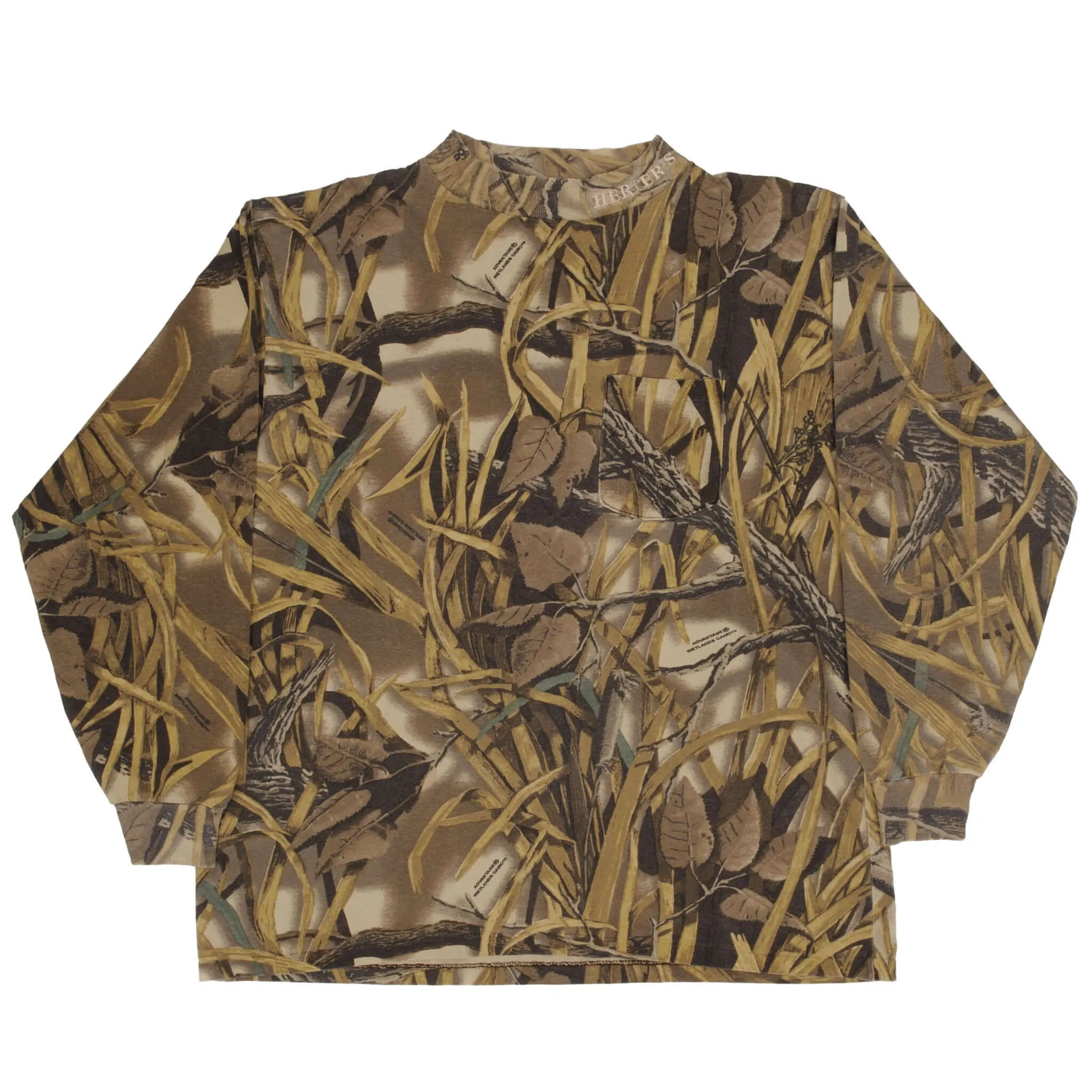 VINTAGE HUNTING ADVANTAGE WETLAND CAMO LONG SLEEVE TURTLE NECK TEE SHIRT SIZE XL
