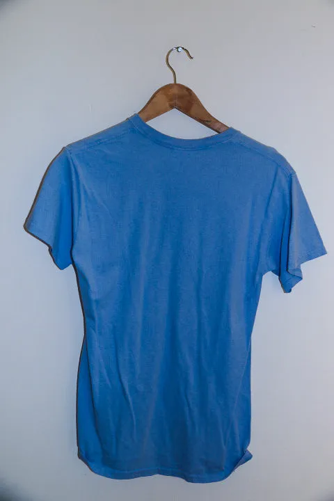 Vintage Long Beach New York graphics mens blue premium short tees