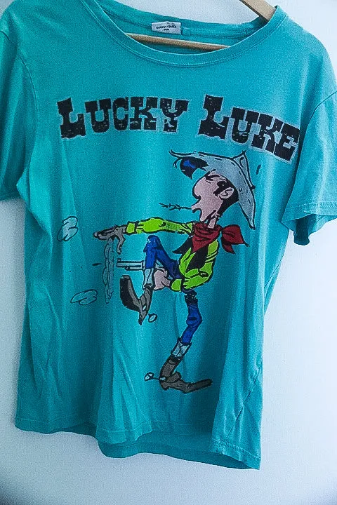 Vintage Lucky luke graphics large blue tshirt