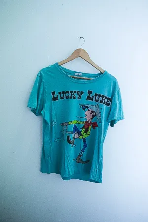 Vintage Lucky luke graphics large blue tshirt