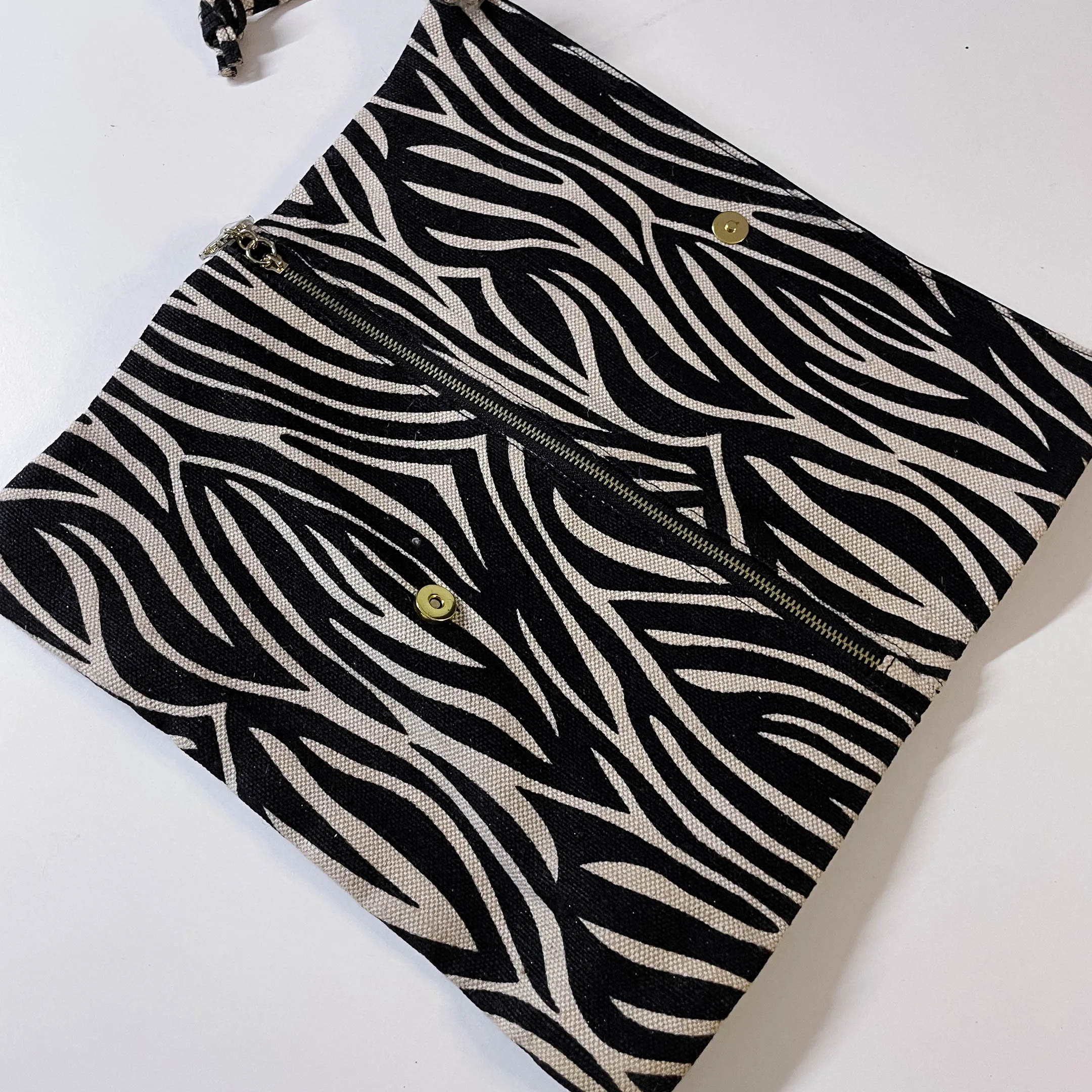 Vintage Roberto Cavalli Parfum Fold-Over Black & Beige Animal Print Clutch Bag