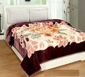 WINSTON HOME Cotton Mink Double Bed Ply Blanket for Heavy Winters (Multicolor, King Size) Soft Fabrics Multicolor#22