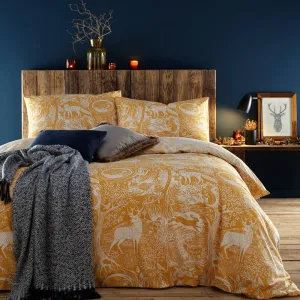 Winter Woods Animal Duvet Cover Set Ochre