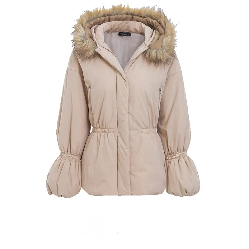 Women's Autumn Elastic Waist Hooded Parka