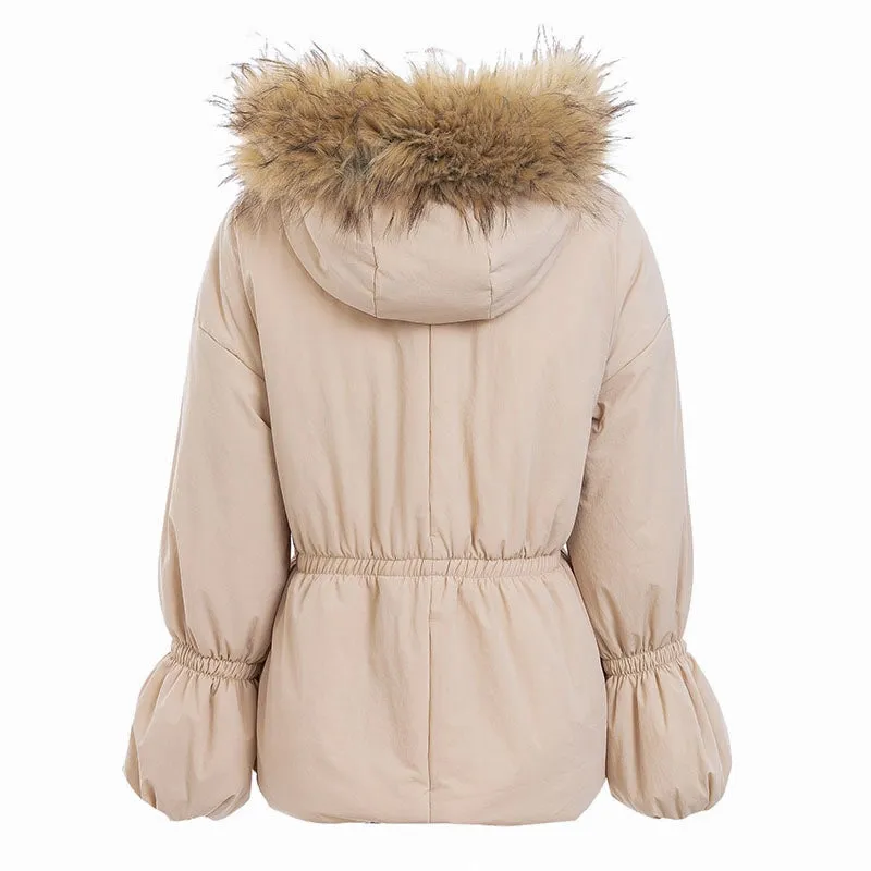 Women's Autumn Elastic Waist Hooded Parka