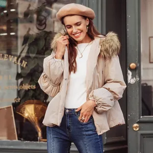 Women's Autumn Elastic Waist Hooded Parka