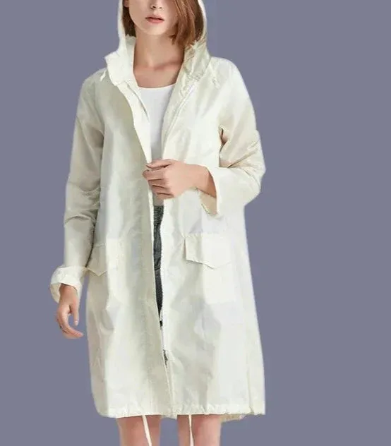 Women's Casual Zippered Raincoat with Pocket | Ideal for Autumn/Winter