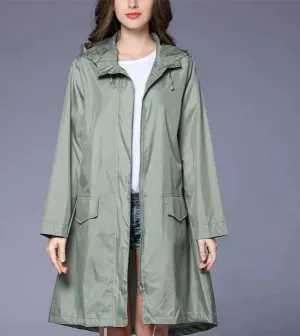 Women's Casual Zippered Raincoat with Pocket | Ideal for Autumn/Winter