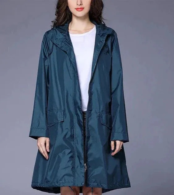 Women's Casual Zippered Raincoat with Pocket | Ideal for Autumn/Winter