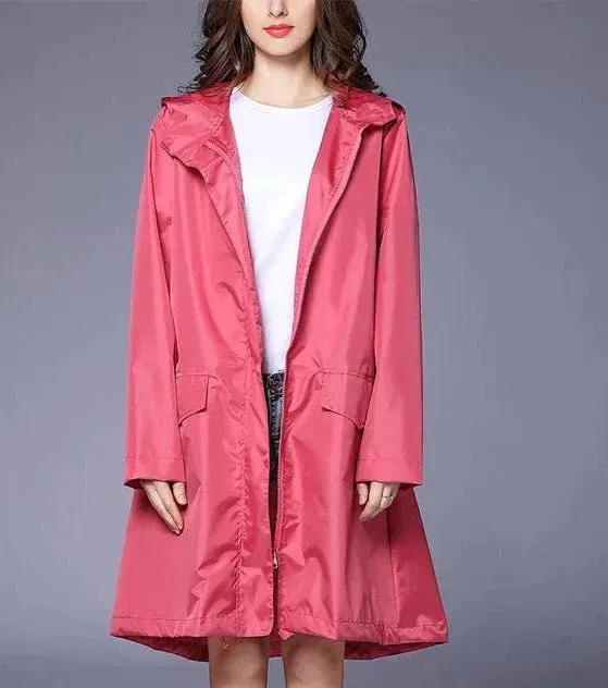Women's Casual Zippered Raincoat with Pocket | Ideal for Autumn/Winter