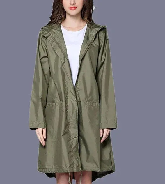 Women's Casual Zippered Raincoat with Pocket | Ideal for Autumn/Winter