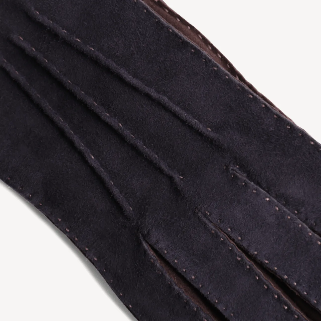Women's Leather Suede Gloves - Navy & Brown