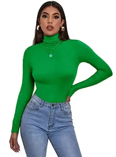 Women's Polo Roll Neck Long Sleeve Turtle Neck Jumper Top