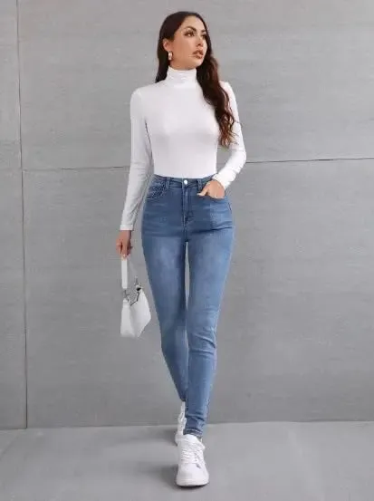Women's Polo Roll Neck Long Sleeve Turtle Neck Jumper Top
