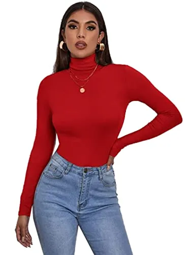 Women's Polo Roll Neck Long Sleeve Turtle Neck Jumper Top