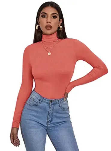 Women's Polo Roll Neck Long Sleeve Turtle Neck Jumper Top