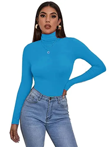 Women's Polo Roll Neck Long Sleeve Turtle Neck Jumper Top