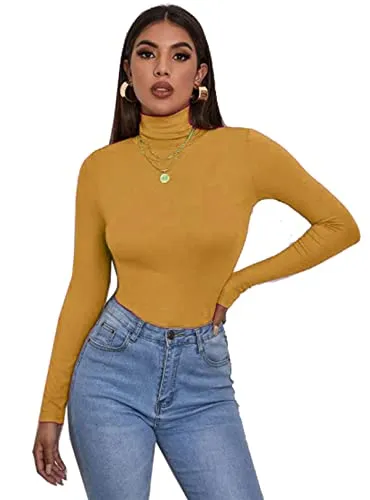 Women's Polo Roll Neck Long Sleeve Turtle Neck Jumper Top