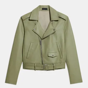 Women's sheepskin leather biker jacket
