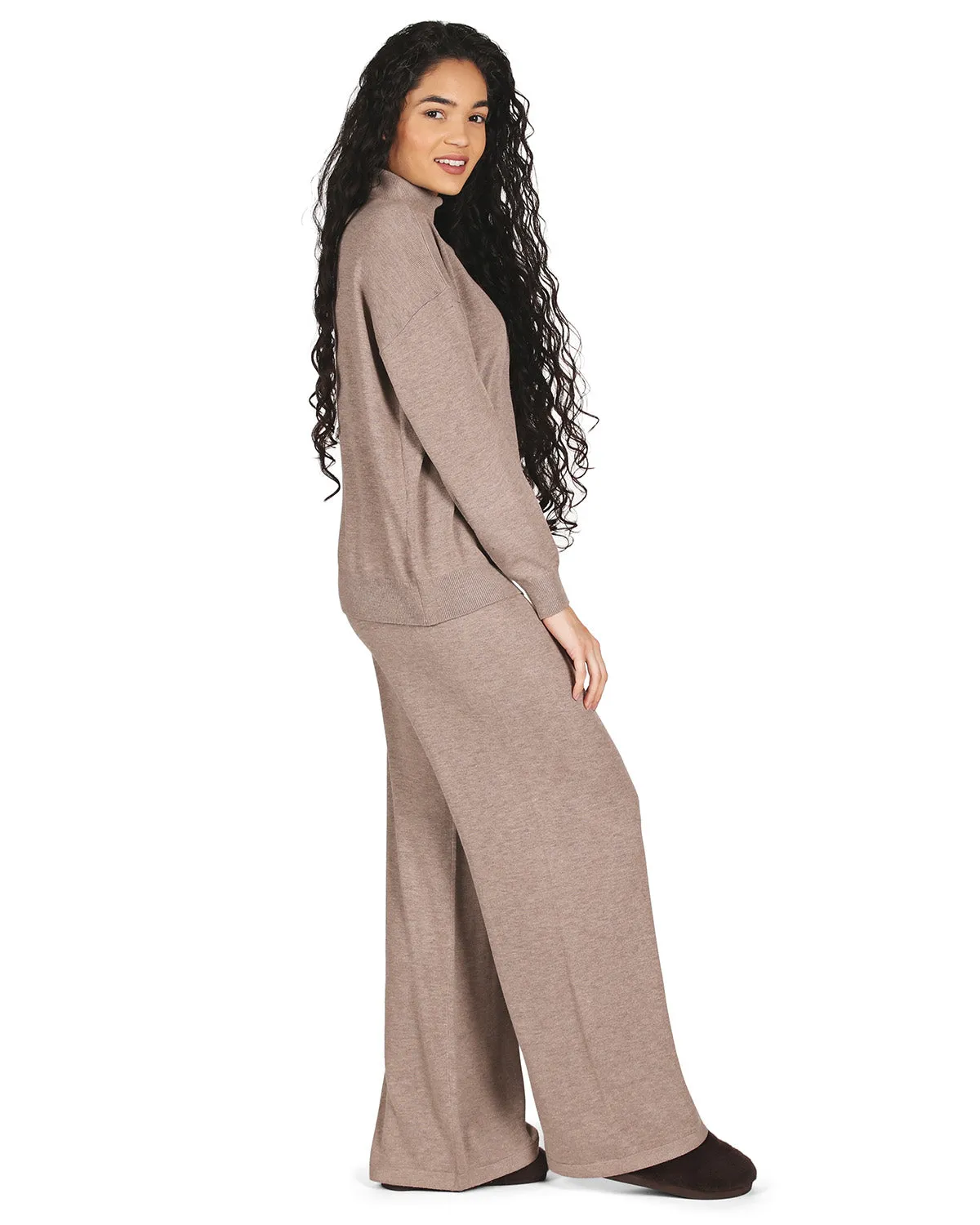 Women's Turtleneck Sweater and Knit Pants Lounge Set