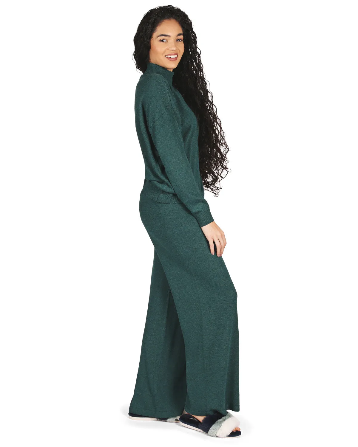 Women's Turtleneck Sweater and Knit Pants Lounge Set