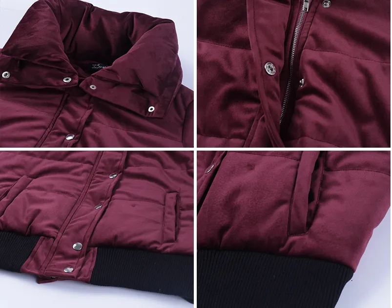 Women's Winter Velvet Cotton Padded Basic Jacket
